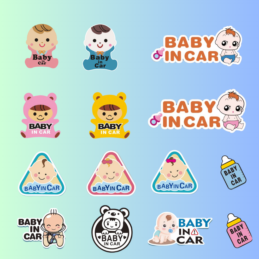 สติ๊กเกอร์ BABY IN CAR สติ๊กเกอร์อย่างดี สะท้องแสง เห็นชัดทั้งกลางวันและกลางคืน
