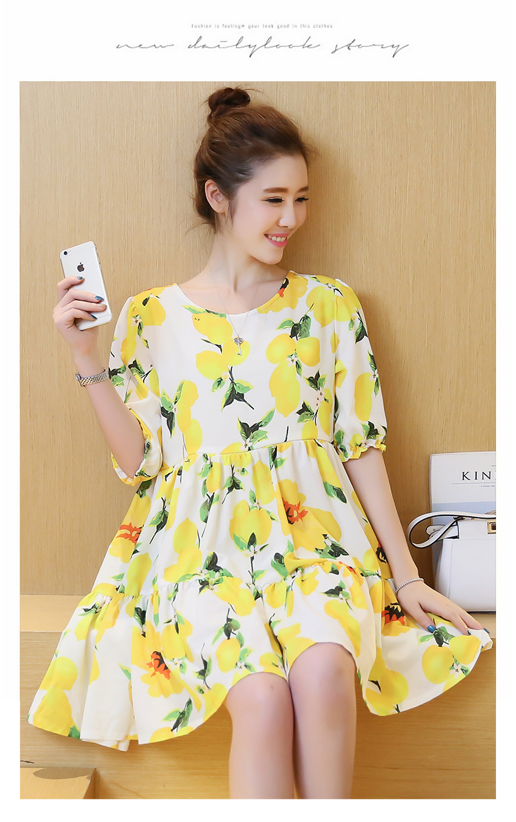 ชุดคลุมท้องเปิดให้นมได้ ซิบเปิดแนวขวาง ลายเลม่อน น่ารักค่ะ M, L,XL