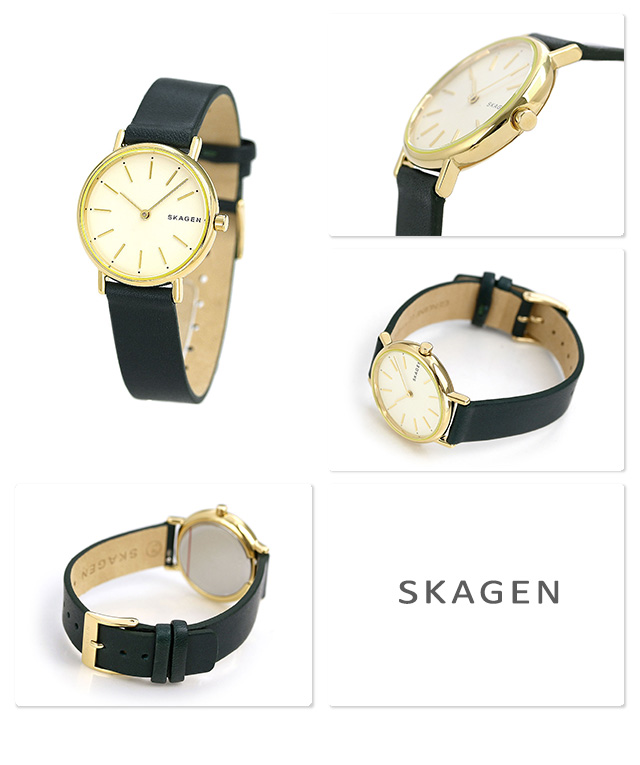 Skagen SKW2727 นาฬิกาผู้หญิง Skagen รุ่น SKW2727, Signatur Slim Green Leather Women's Watch