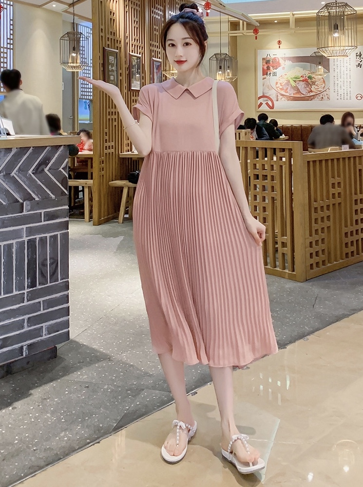 เดรสคลุมท้องแฟชั่น ผ้าชีฟองช่วงพรีทมีซับในอย่างดี ช่วงคอทำปกสวยค่ะ ผ้านิ่มมีน้ำหนัก ใส่ได้ถึงคลอด M L XL XXL