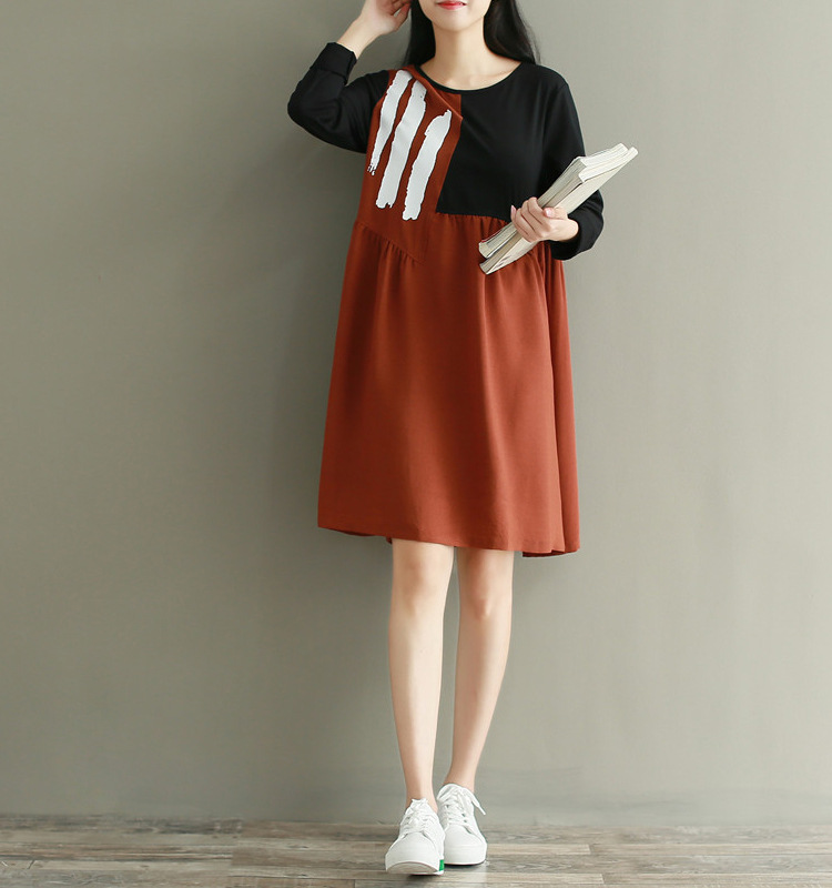 ชุดคลุมท้องแขนยาว ผ้าลินิน ทรงวินเทจ ลายน่ารักใส่สบาย สีสวย M L XL XXL