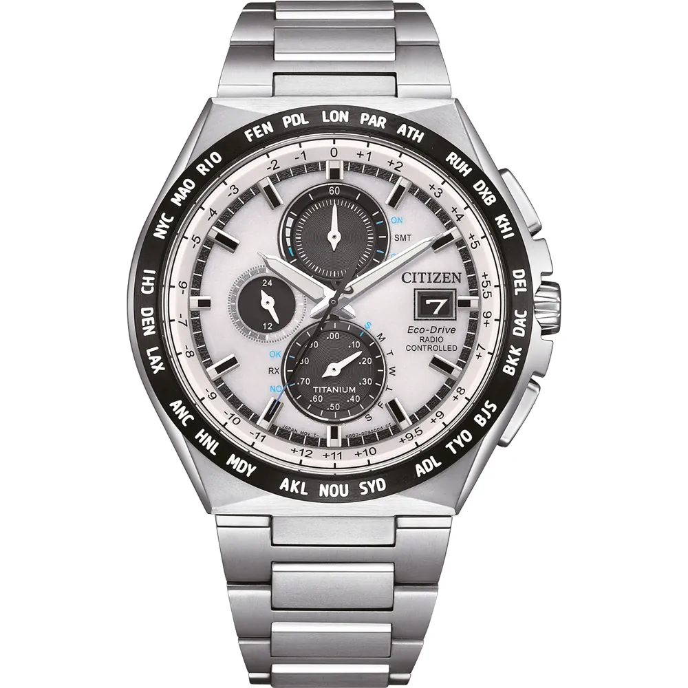 Citizen AT8238-84A นาฬิกาผู้ชาย Super Titanium Radio-Controlled World Time Eco-Drive Men's Watch