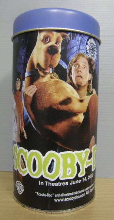 กระป๋องโลหะโรงหนัง มีฝาปิด Scooby Doo (พ.ศ. 2545)