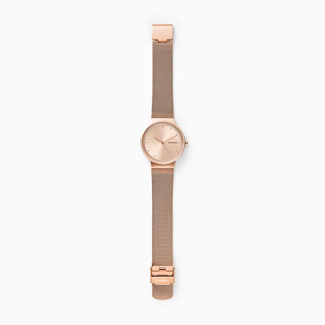 Skagen SKW2751 นาฬิกาผู้หญิง Annelie Rose-Tone Steel-Mesh Quartz Women's Watch