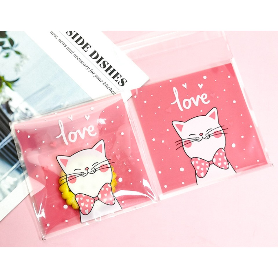 ถุงคุ๊กกี้ ฝากาว ขนาด 7x7 ซม. (95-100 ใบ) ลายพิเศษ