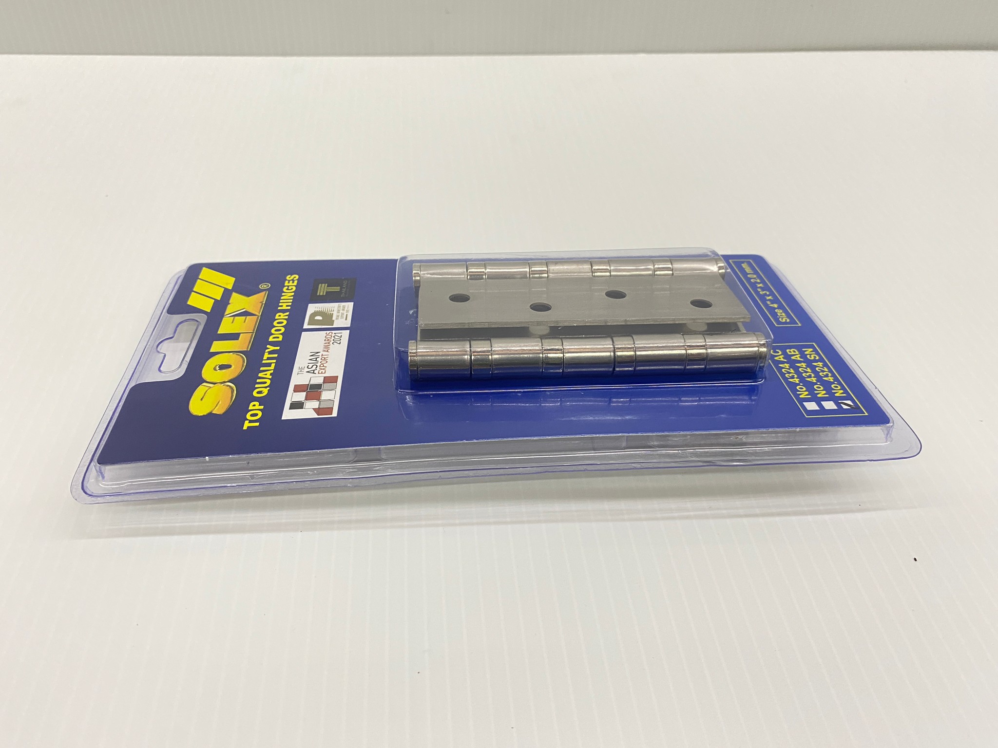 SOLEX บานพับประตู สแตนเลส No. 4324 SN (แพ็ค 2 ชิ้น) 4x3นิ้วx2.0mm.