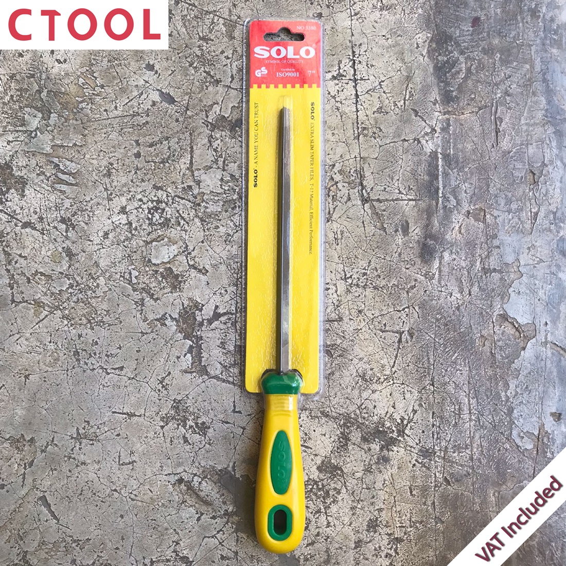 ตะไบสามเหลี่ยมพร้อมด้าม 7นิ้ว 3380-7" Solo ของแท้100% - Authentic Double Extra Slim Taper File - ซีทูล Ctool