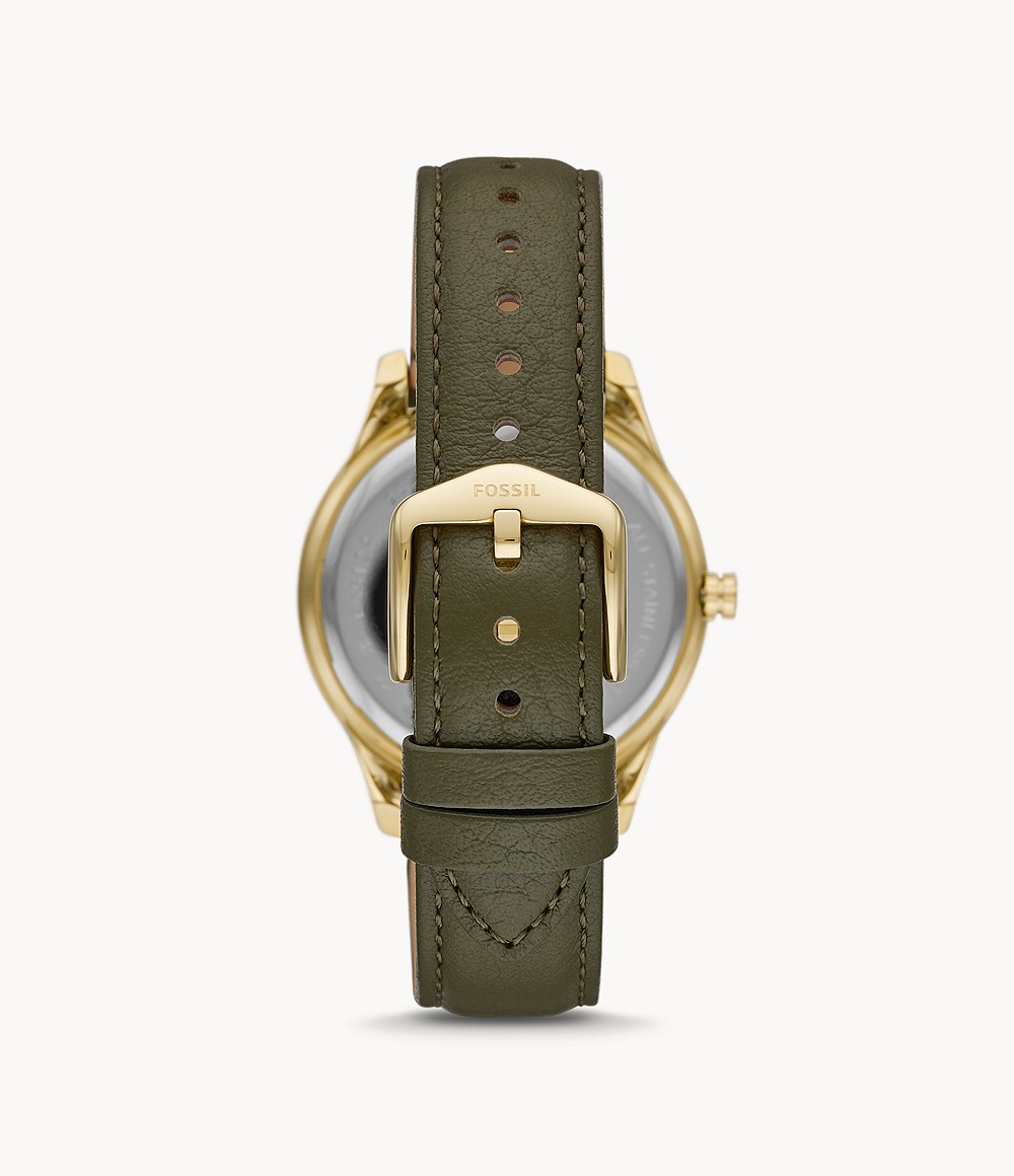 Fossil ES5124 นาฬิกาผู้หญิง Stella Sport Multifunction Green Leather Women's Watch