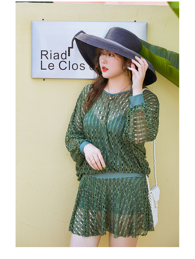 ชุดว่ายน้ำคนอ้วน 5xl พร้อมส่ง :ชุดว่ายน้ำไซส์ใหญ่สีเขียวผูกคอและแต่งผ้าset 3 ชิ้นมีบรา กระโปรงติดกางเกงขาสั้นและเสื้อคลุมแบบสวยsexy มากๆจ้า:รอบอก38-46นิ้ว เอว32-42นิ้ว สะโพก40-52นิ้ว เสื้อคลุมรอบอกกว้าง50นิ้ว