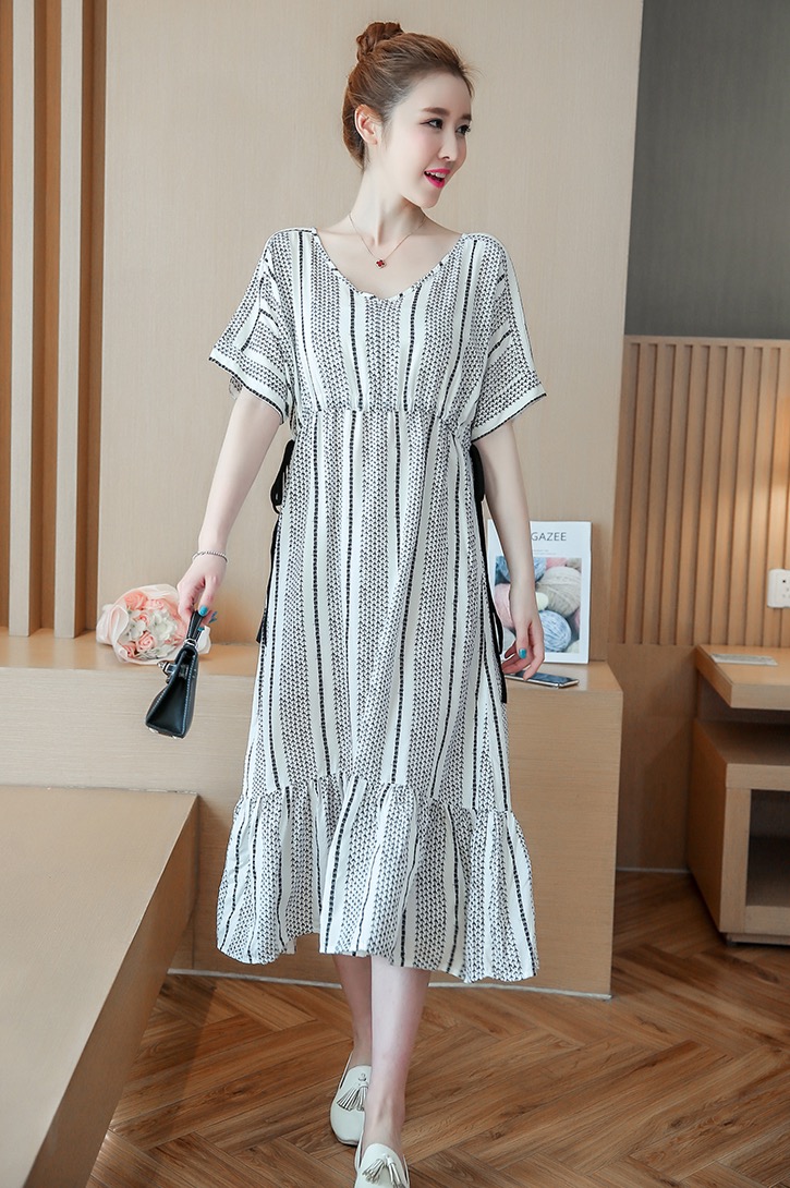 ชุดคลุมท้องแฟชั่นเกาหลี ชุดยาวสวย ผูกข้างปรับขนาดครรภ์ได้ เนื้อผ้านิ่มใส่สบายมากค่ะ M L XL XXL