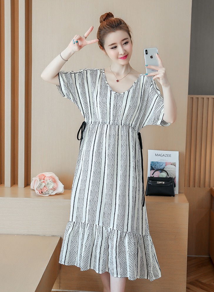 ชุดคลุมท้องแฟชั่นเกาหลี ชุดยาวสวย ผูกข้างปรับขนาดครรภ์ได้ เนื้อผ้านิ่มใส่สบายมากค่ะ M L XL XXL