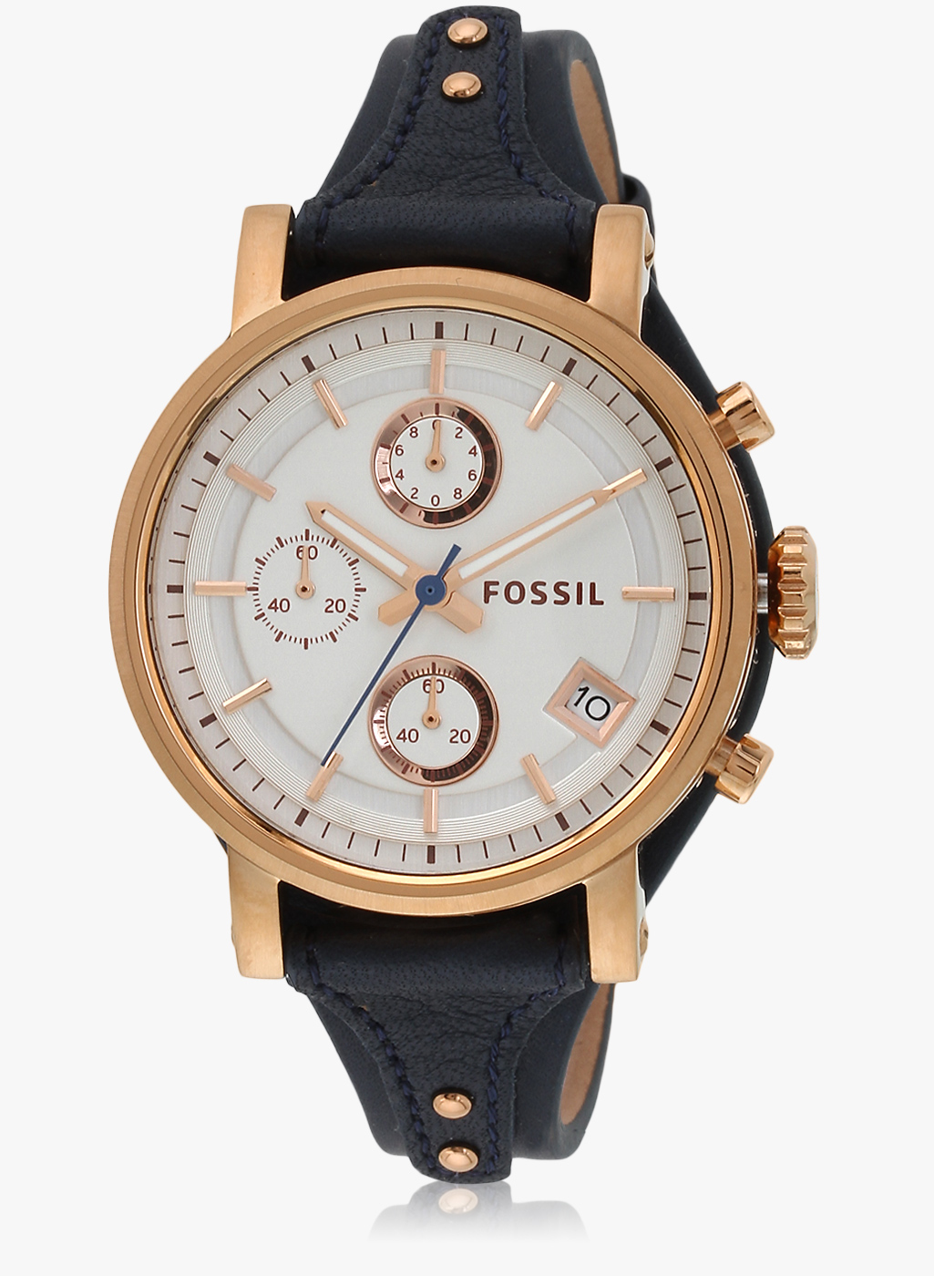 Fossil ES3838 นาฬิกาผู้หญิง Fossil รุ่น ES3838, Original Boyfriend Chronograph Blue Leather Quartz Women's Watch