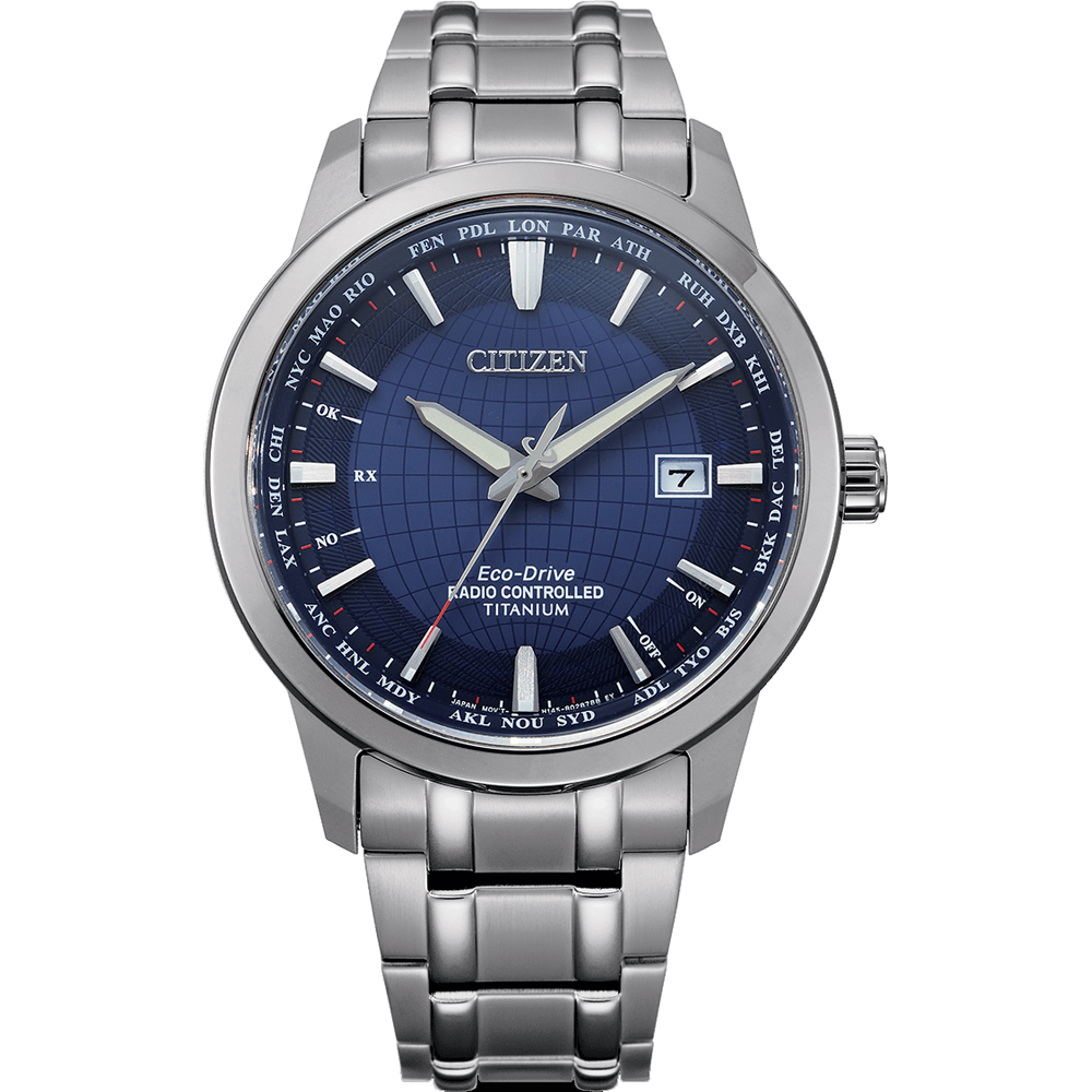 Citizen CB0190-84L นาฬิกาผู้ชาย Eco-Drive Radio Controlled Super Titanium Perpetual Calender World Time Men's Watch