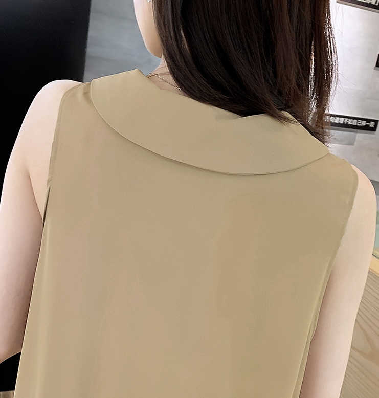 เดรสคลุมท้องแฟชั่นสบายๆ ผ้าชีฟองดูหรูมาก สไตล์เกาหลีสุดๆ แขนกุดปกใหญ่ ใส่ได้หลายโอกาสมากค่ะ M L XL XXL