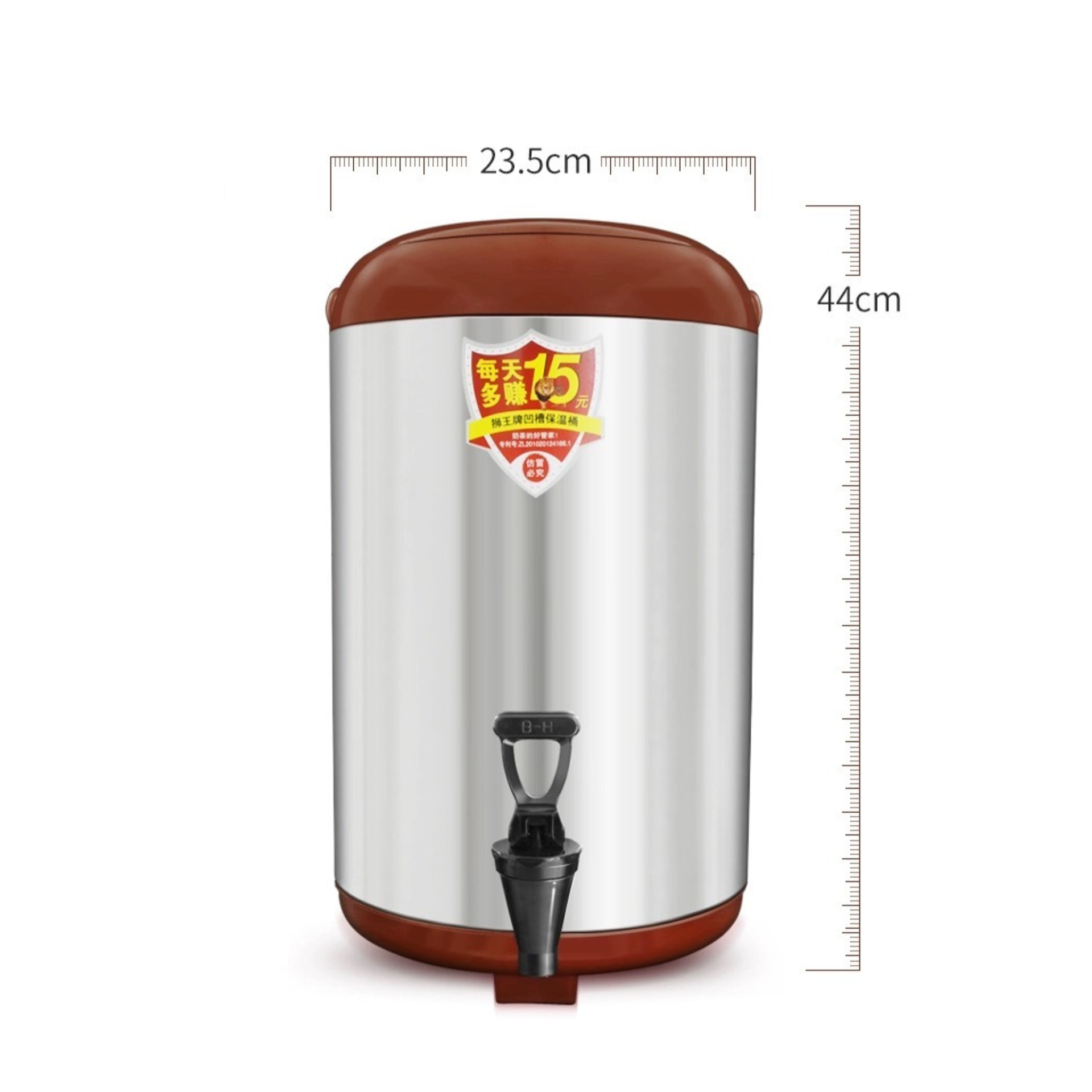 ถังชามีขอบสิงโต 12 ลิตร (สีน้ำตาล) ตราสิงโต Lion Brand Stainless steel Beverages Tank 12 L - Chocolate