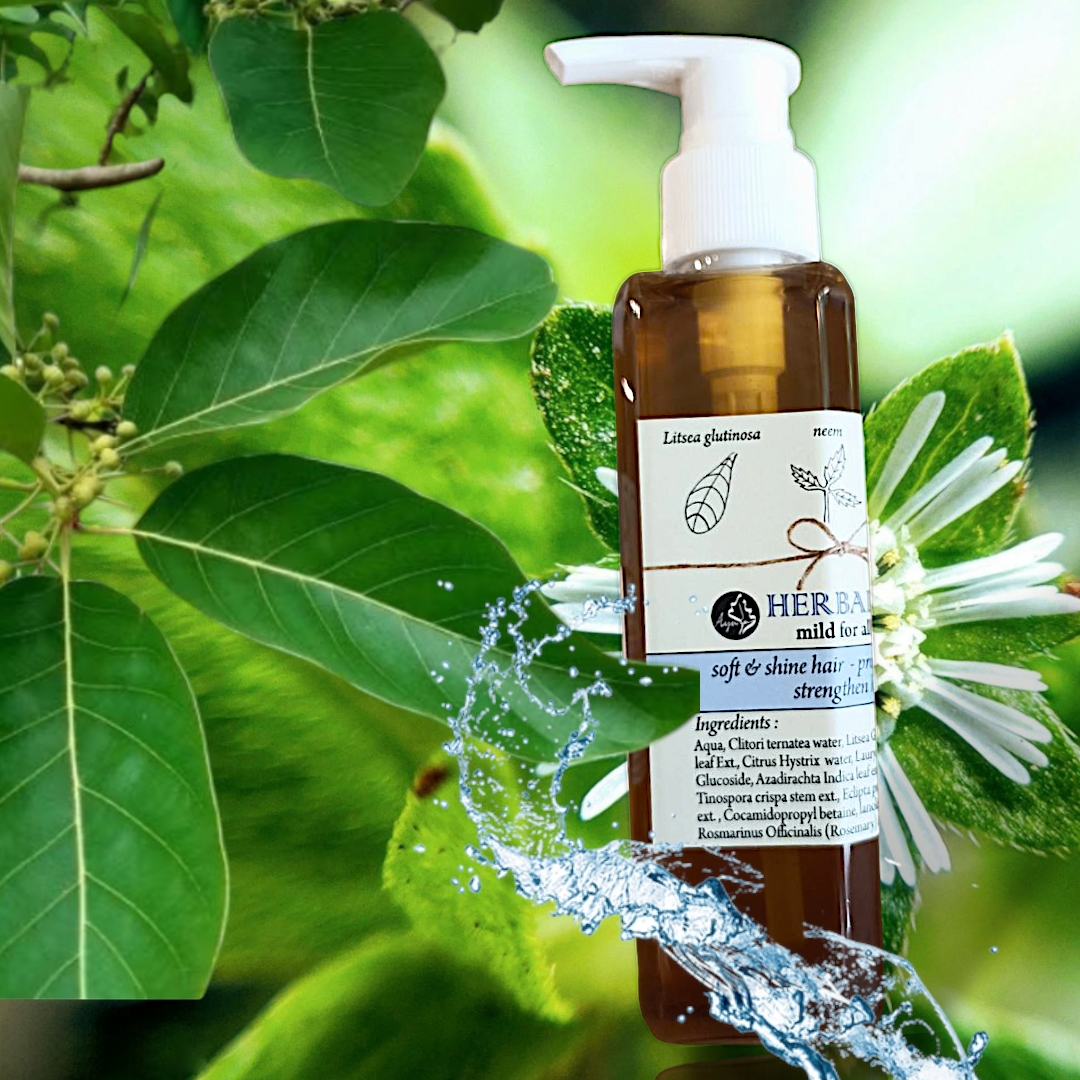 Ayada herbal Hair cleanser แชมพูกะเม็ง ใบหมี่ บรเพ็ด ลดผมร่วง กลิ่นสมุนไพรและโรสแมรี่ 150 มล.