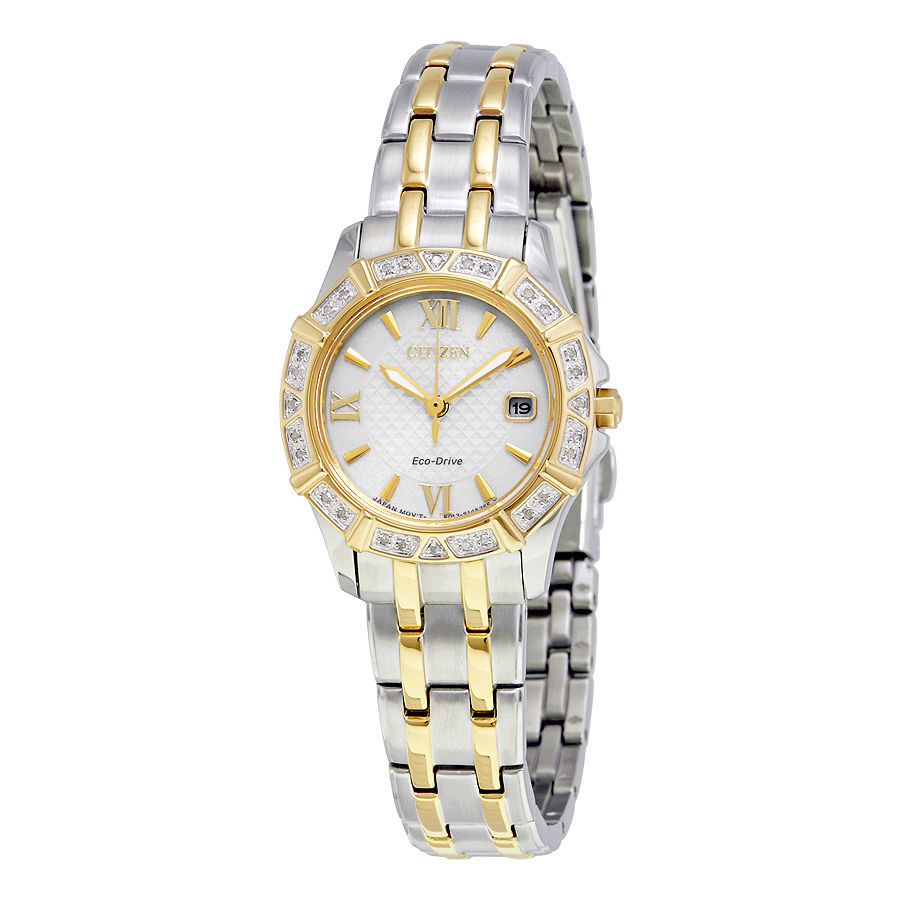 Citizen EW2364-50A นาฬิกาผู้หญิง Eco-Drive Diamonds White Dial Women's Watch