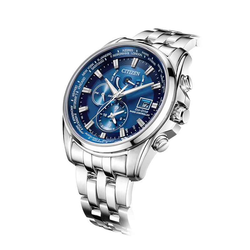 Citizen AT9120-89L นาฬิกาผู้ชาย Eco-Drive World Time Perpetual Alarm Men's Watch