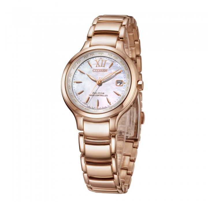 Citizen EC1173-87D นาฬิกาผู้หญิง Eco-Drive Radio Controlled Perpetual World Time Women's Watch