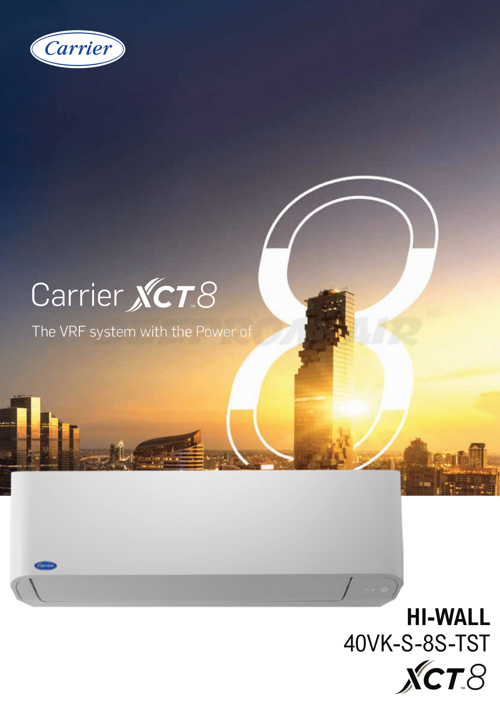 เครื่องปรับอากาศ CARRIER VRF แบบติดผนัง XCT8 –FANCOIL UNIT HIGH WALL รุ่น 40VK027S-8S-TST