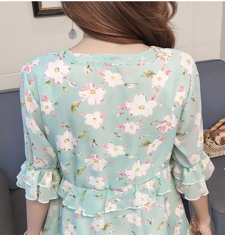 ชุดคลุมท้องแขนระบาย ผ้าชีฟองมีซับใน มีเชือกผูกด้านหน้า น่ารักมากค่ะ M L XL XXL