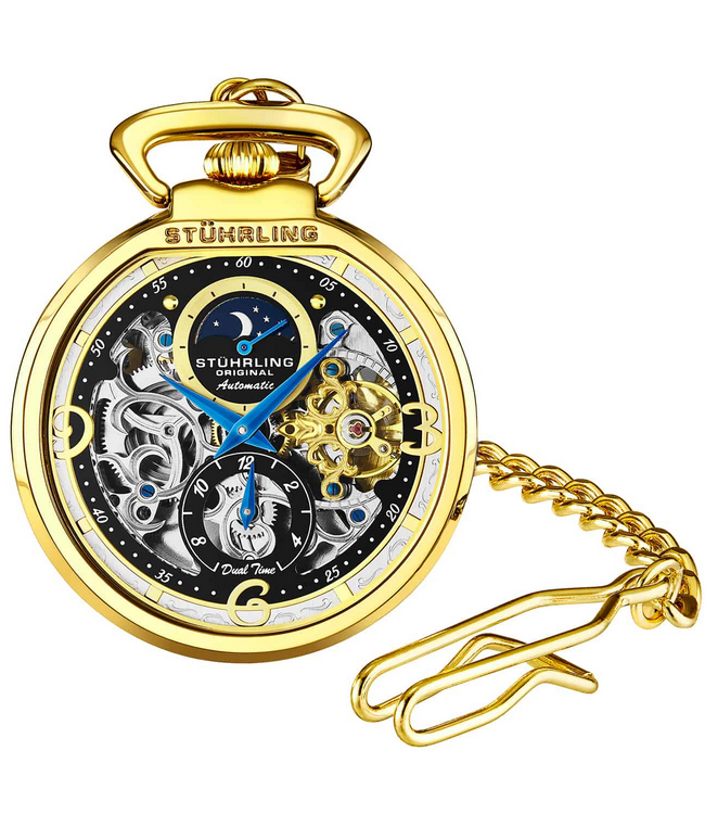 Stuhrling Original 991.02 นาฬิกาพก Mechanical Vintage Stainless Steel Pocket Watch