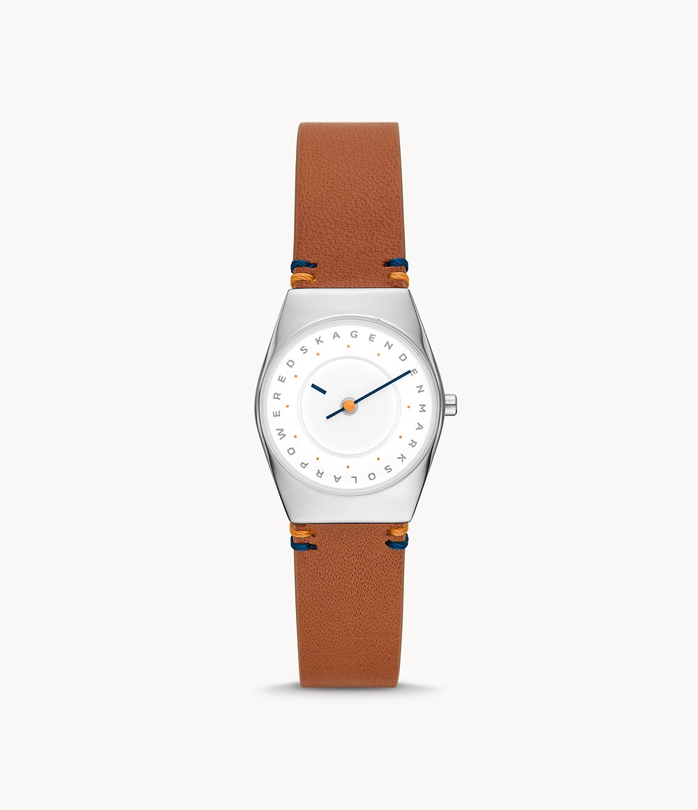 Skagen SKW3086 นาฬิกาผู้หญิง Skagen รุ่น SKW2837, Grenen Lille Solar Halo Light Brown Leather Women's Watch