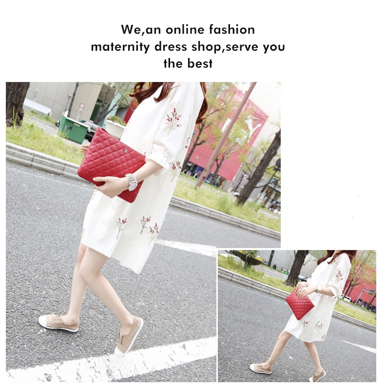 ชุดคลุมท้องแฟชั่นแขน4 ส่วน ผ้าเนื้อนิ่มมาก พิมพ์ลายดอกไม้สวย M L XL XXL 3XL