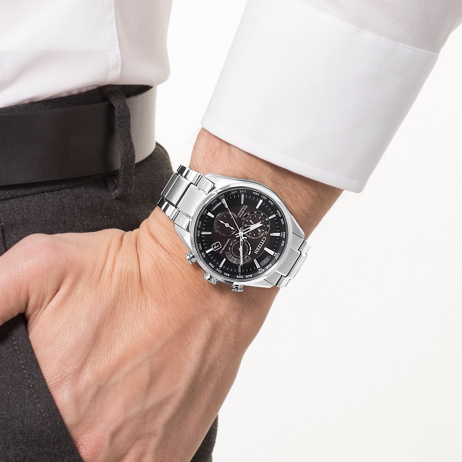 Citizen CB5020-87E นาฬิกาผู้ชาย Eco-Drive Radio Controlled Chronograph Titanium Men's Watch