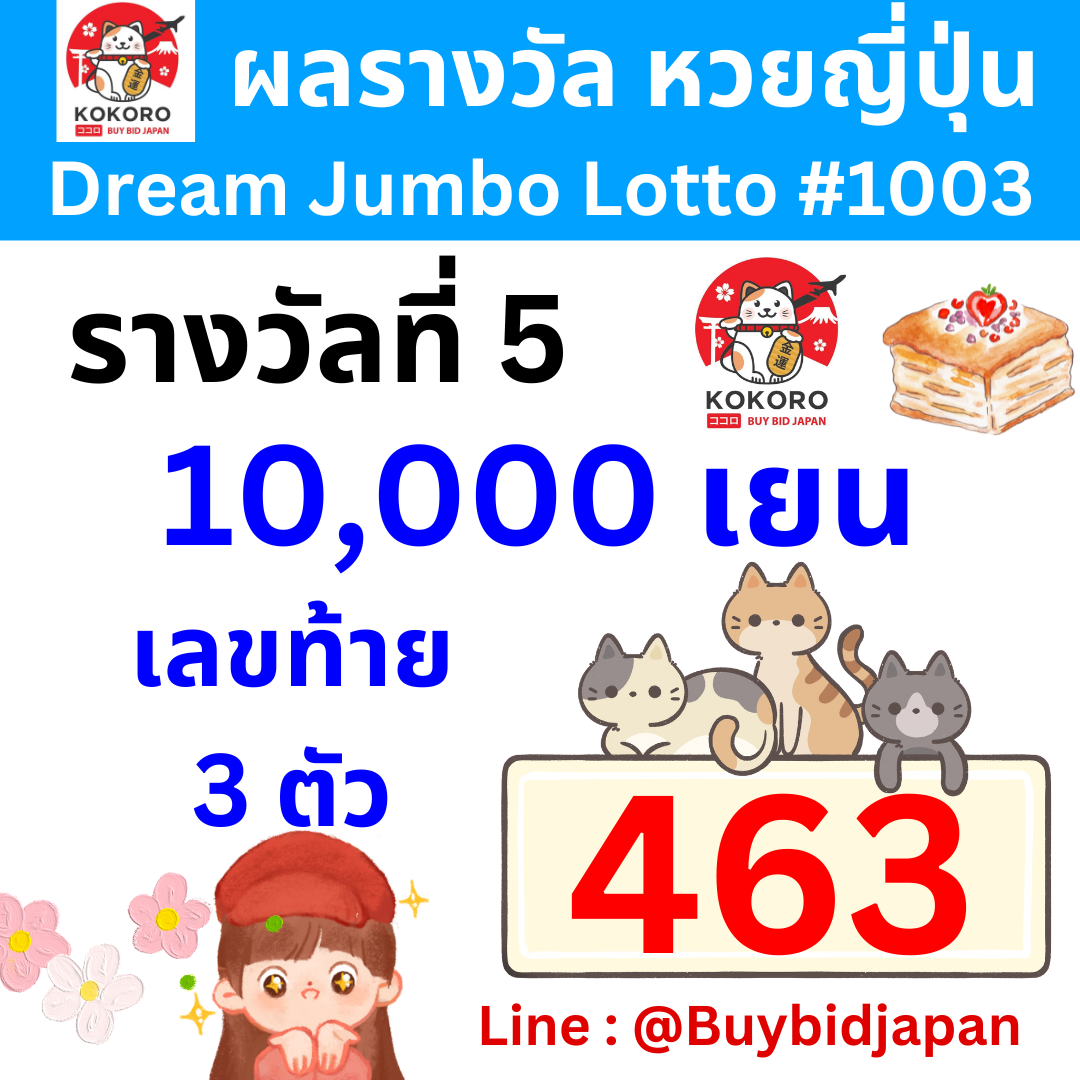 ผลตรวจรางวัล หวยญี่ปุ่น Dream Jumbo 1013