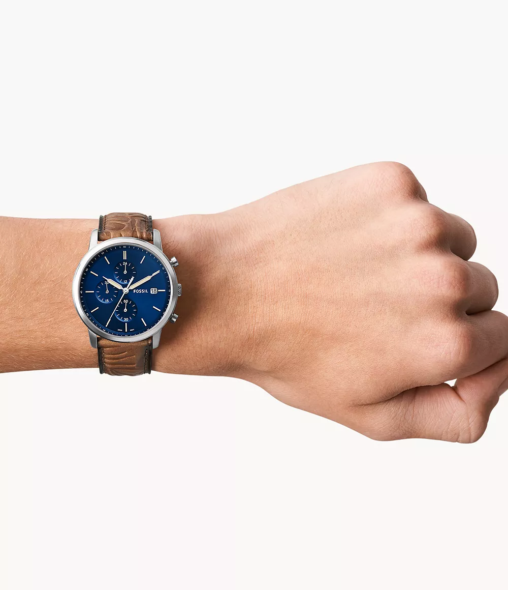 Fossil FS5928 นาฬิกา Minimalist Chronograph Tan Eco Leather Men's Watch