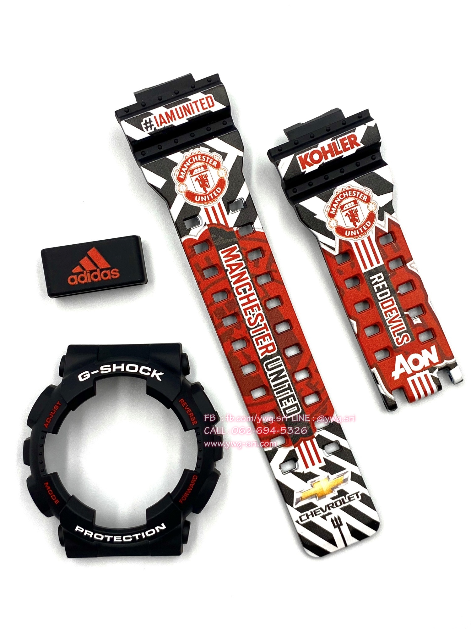 กรอบสาย G-SHOCK แท้✅ สีดำด้านฟอนต์แดงสลับขาว สกรีนลาย Man United ใส่ได้กับรุ่น GA-100 ,GA-110 ,GA-120 ,GA-140 ,GAX-100 ,GD-100 ,GD-120