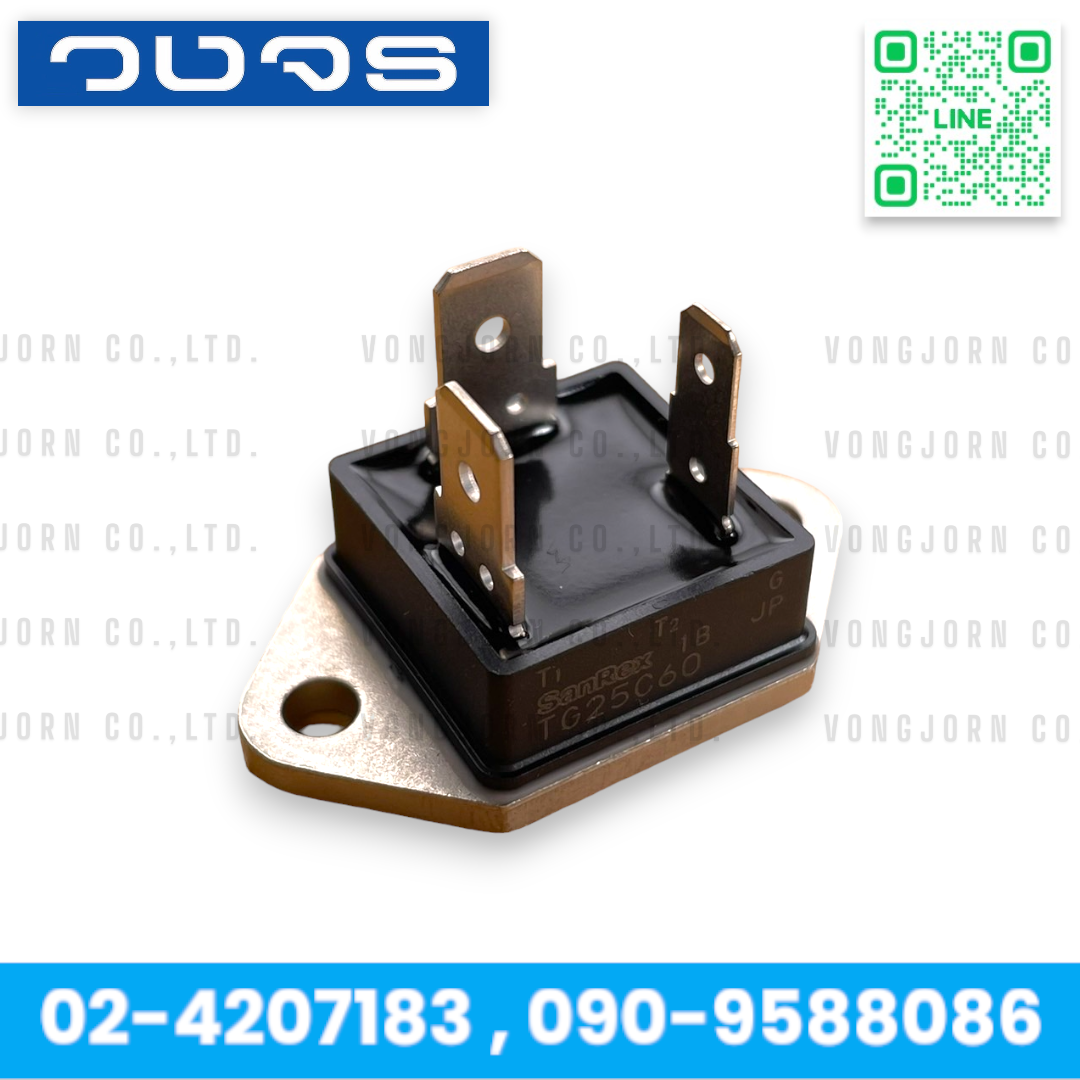 TRIAC TG25C60 SANREX แท้ ไตรแอค 25A 600V Isolate Mold Type Gate Trigger Current 50mA Max ใช้สำหรับหรี่ไฟและเครื่องทำน้ำอุ่น TO-3