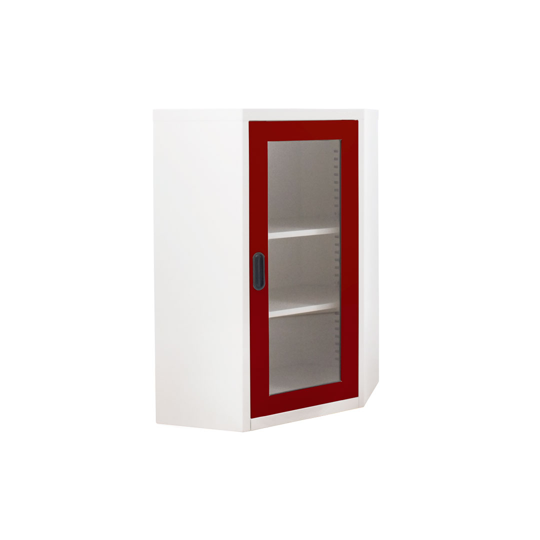 ตู้หนังสือเข้ามุมเตี้ยกระจก