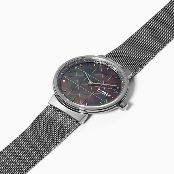 Skagen SKW2832 นาฬิกาผู้หญิง Annelie Two-Hand Gray Steel-Mesh Quartz Women's Watch