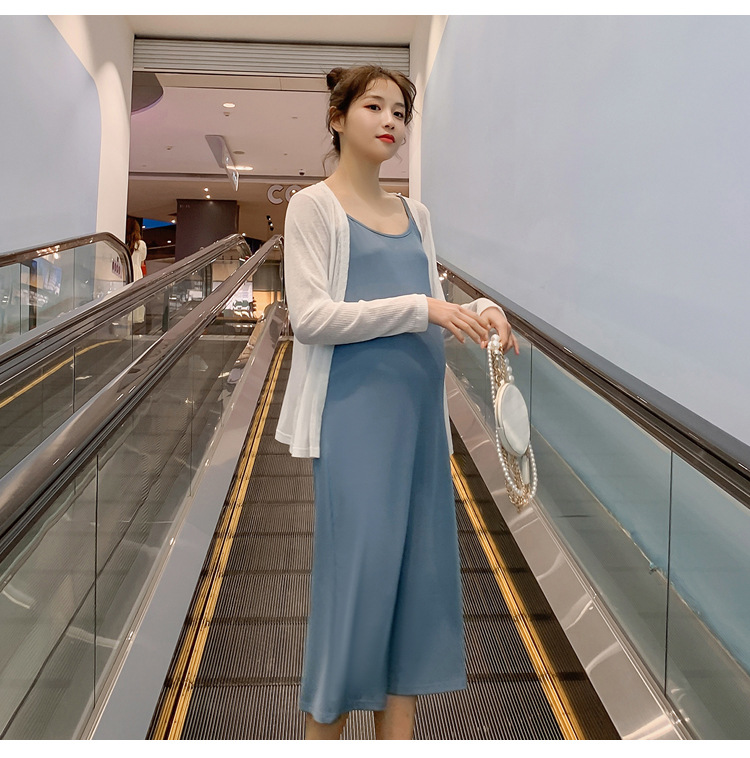 เดรสคลุมท้องแฟชั่นสบายๆ ผ้า Cotton spandex เนื้อนิ่ม ใส่สบายไม่ต้องรีด ผ้านุ่มเย็น มาพร้อมเสื้อคลุม สวยๆ M L XL XXL