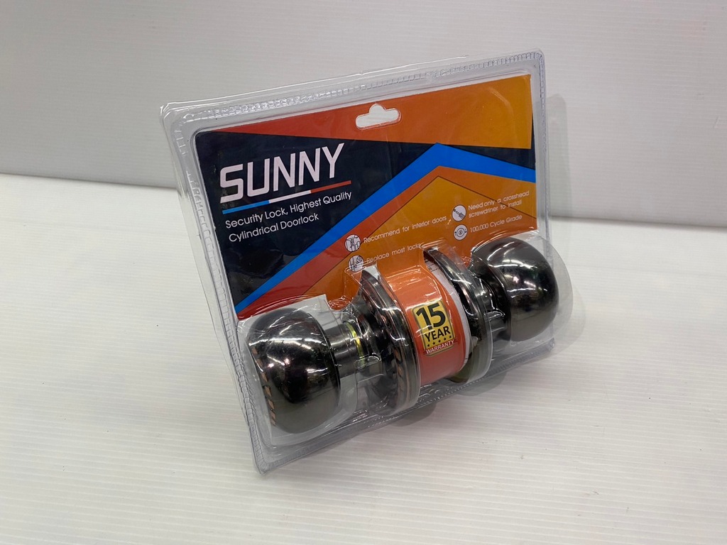 ลูกบิดสแตนเลส ลูกบิดประตูห้องนอน (มีกุญแจ) สีรมดำ SUNNY รุ่น 9214BN