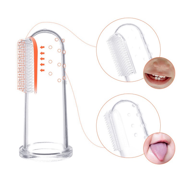 เซตแปรงซิลิโคนสวมนิ้ว BPA Free + กล่องเก็บกันฝุ่น Fingertip Tooth Brush set