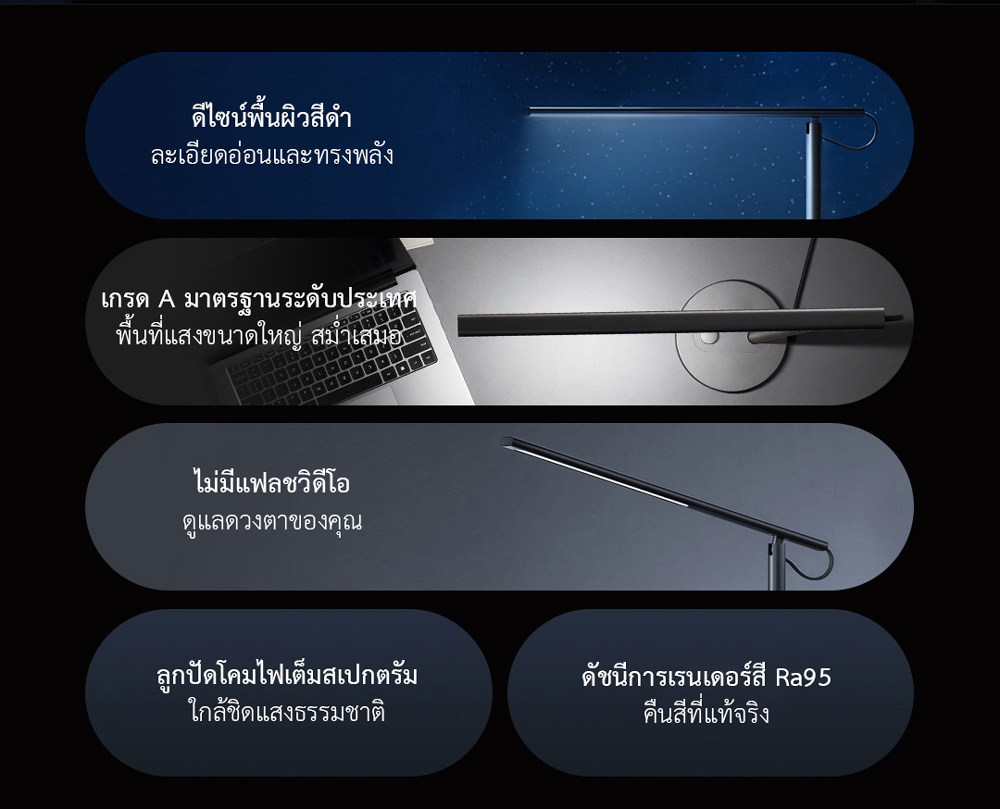 Xiaomi Smart LED Desk Lamp 1S (Black) - โคมไฟตั้งโต๊ะเสี่ยวหมี่อัจฉริยะ 1S (สีดำ)(CN)