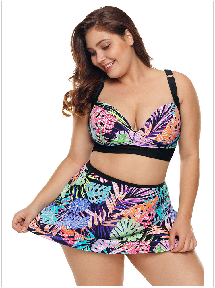 ชุดว่ายน้ำทูพีชคนอ้วน พร้อมส่ง 3xl :ชุดว่ายน้ำไซส์ใหญ่สีดำแต่งลายใบไม้หลากสี กระโปรงติดบิกินี่ด้านในสีสันสดใสแบบสวย sexyมากๆจ้า:รอบอก46-58นิ้ว เอว40-50นิ้ว สะโพก44-58นิ้ว
