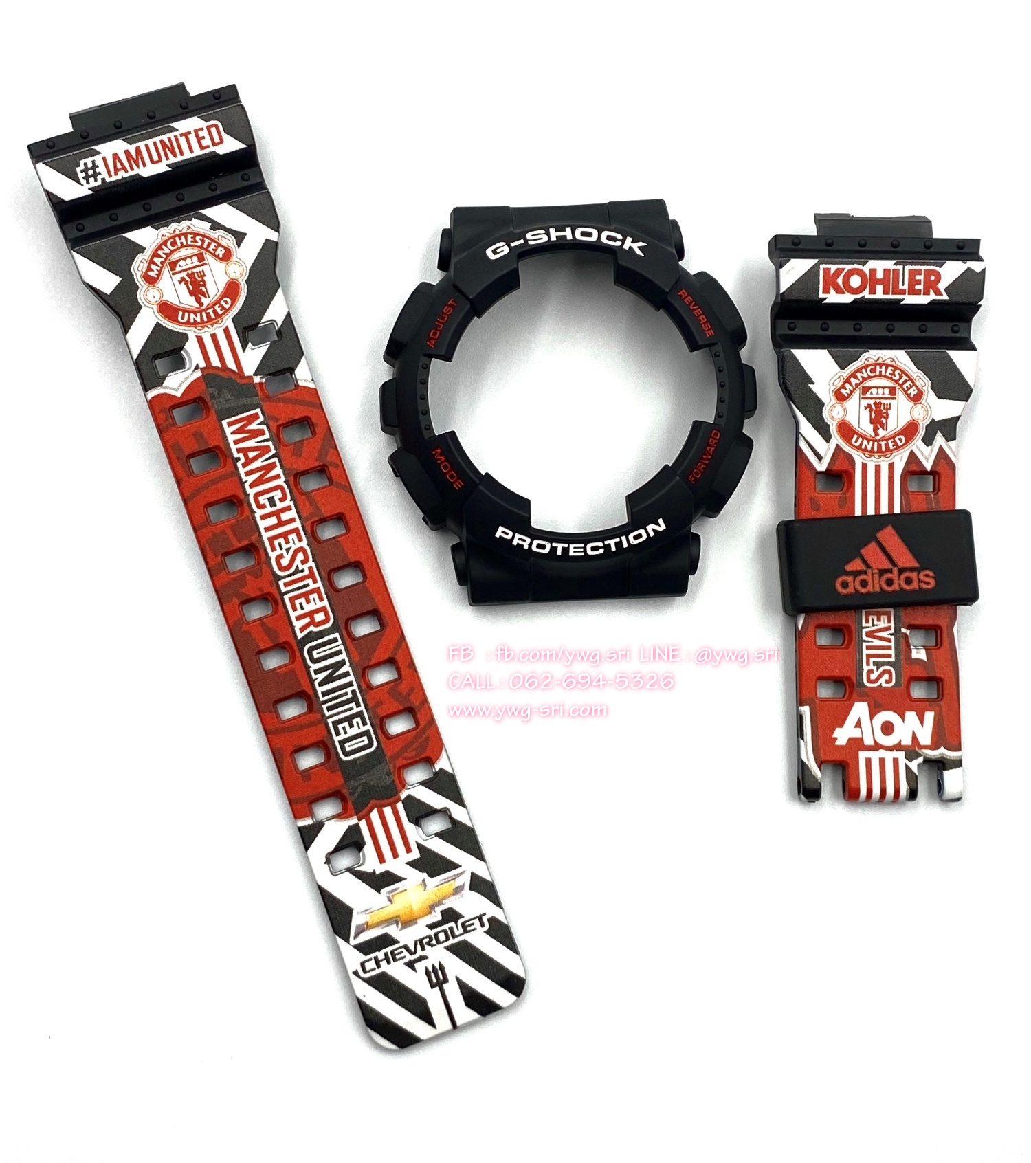 กรอบสาย G-SHOCK แท้✅ สีดำด้านฟอนต์แดงสลับขาว สกรีนลาย Man United ใส่ได้กับรุ่น GA-100 ,GA-110 ,GA-120 ,GA-140 ,GAX-100 ,GD-100 ,GD-120