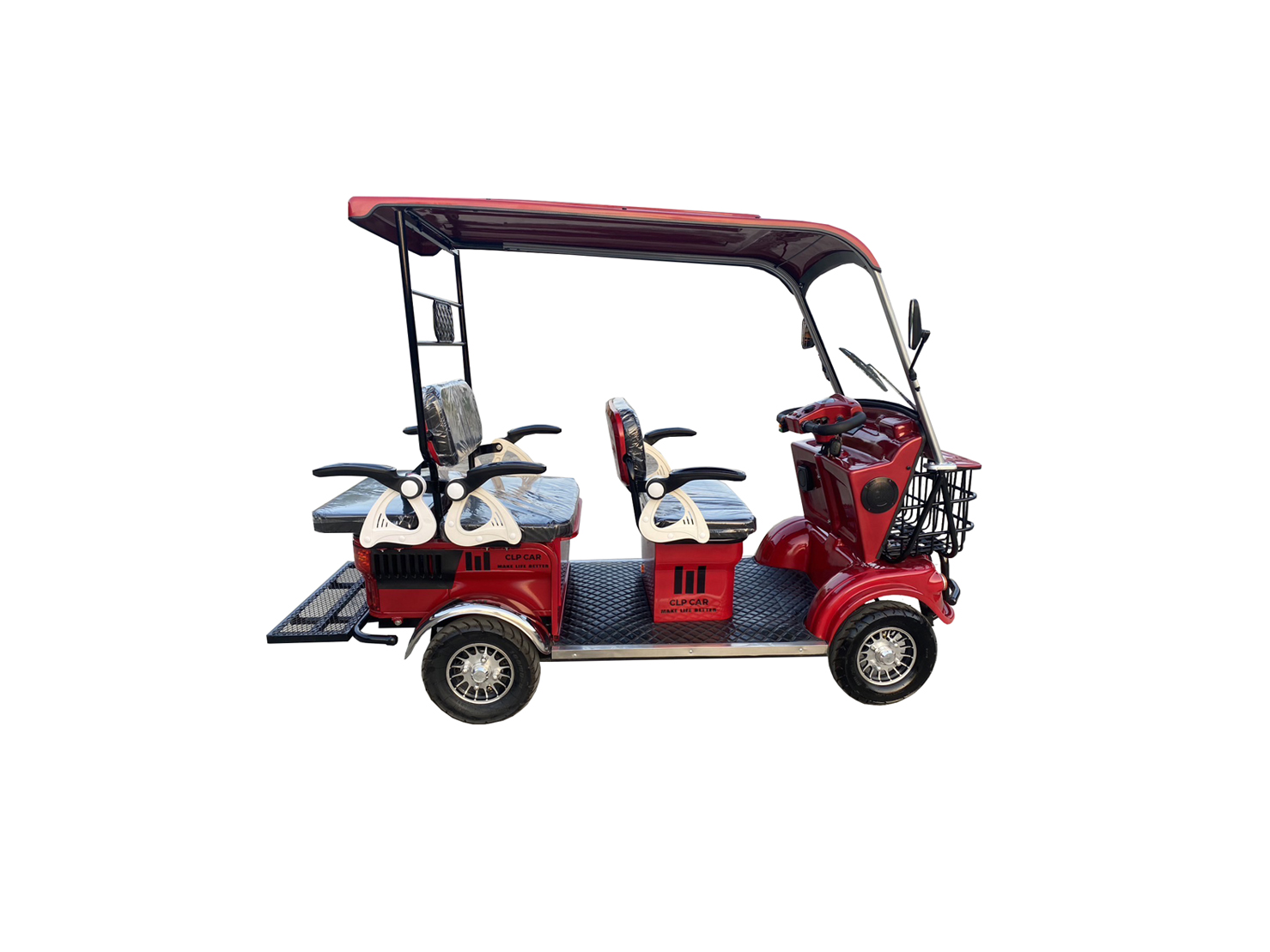 รถไฟฟ้า 4 ล้อ 4-5 ที่นั่ง รุ่น M-01T ยี่ห้อ CLP CAR สีแดง ขับแฮนด์บิด