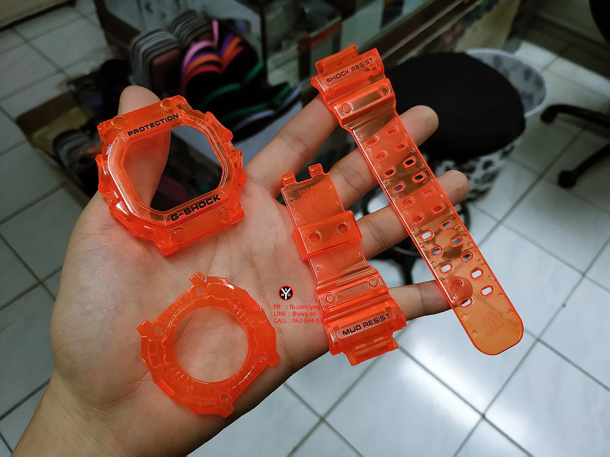 กรอบสาย(ใส) G-SHOCK สีส้มสะท้อนแสง ใส่ได้รับรุ่น GX-56