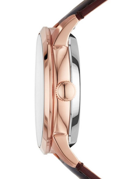 Fossil ME3105 นาฬิกาผู้ชาย Fossil รุ่น ME3105, Townsman Automatic Dark Brown Leather Men's Watch