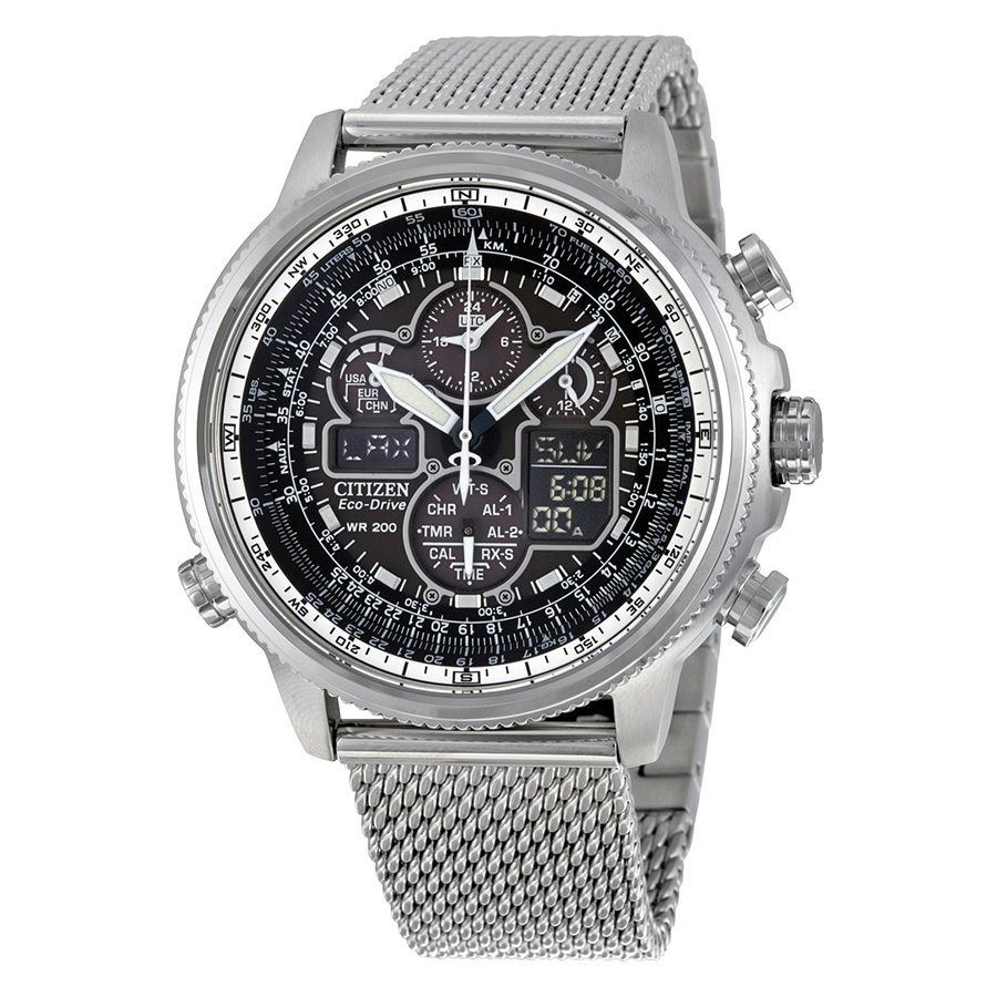 Citizen JY8030-83E นาฬิกาข้อมือผู้ชาย Eco-Drive Navihawk AT Global Radio Controlled Pilots Men's Watch