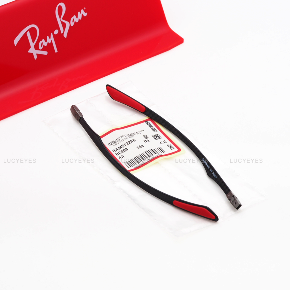 ขาแว่น RAYBAN แท้ 100% RX8413 CARBON FIBRE สีเทา แดง