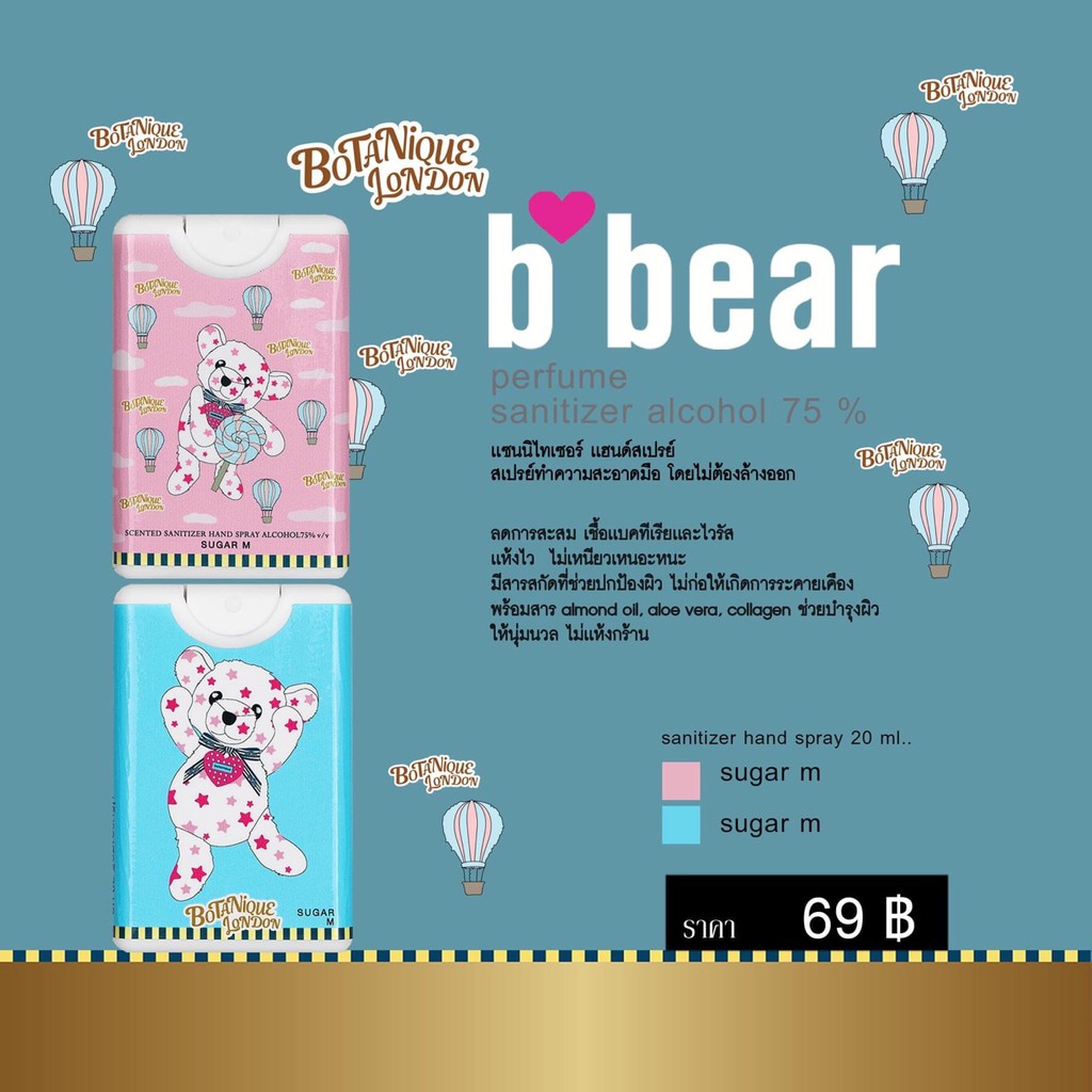 สเปรย์แอลกอฮอลล์พร้อมกลิ่นหอม แบบการ์ด BOTANIQUE LONDON SANITIZER HAND SPRAY 20 ML.