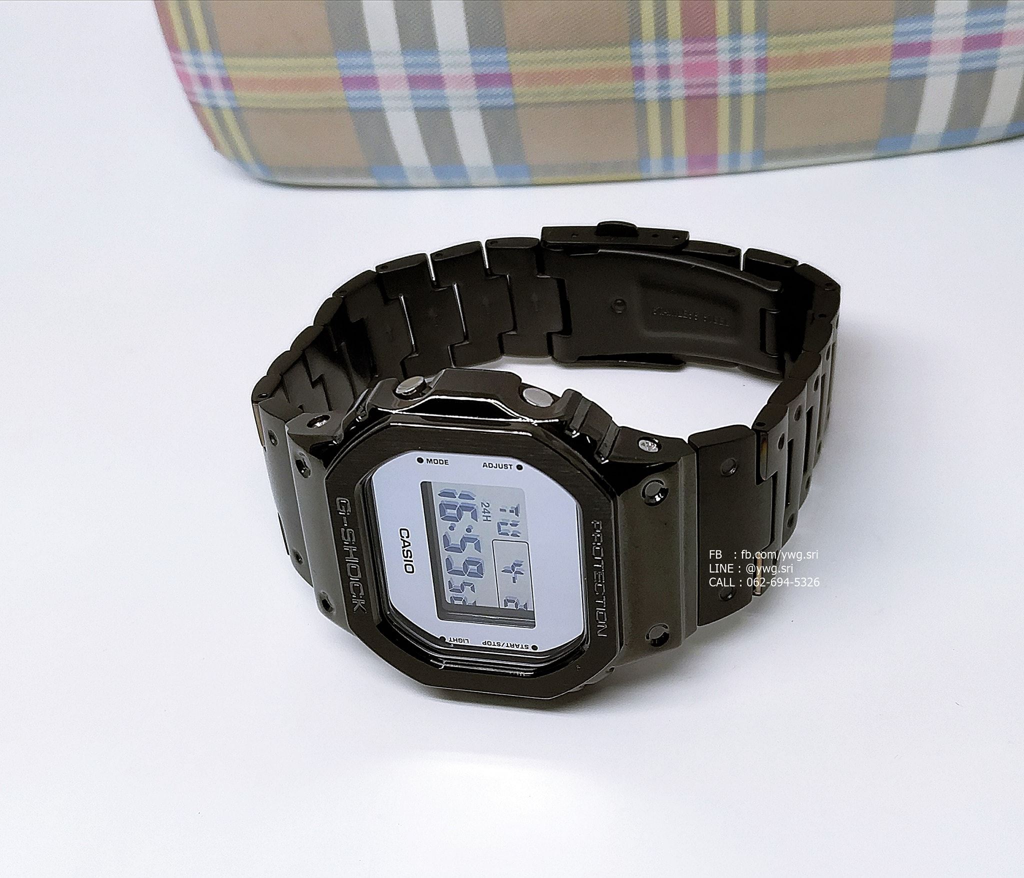 G-SHOCK CUSTOM รุ่น DW-5600 กรอบสายเหล็กดำหน้าเงิน