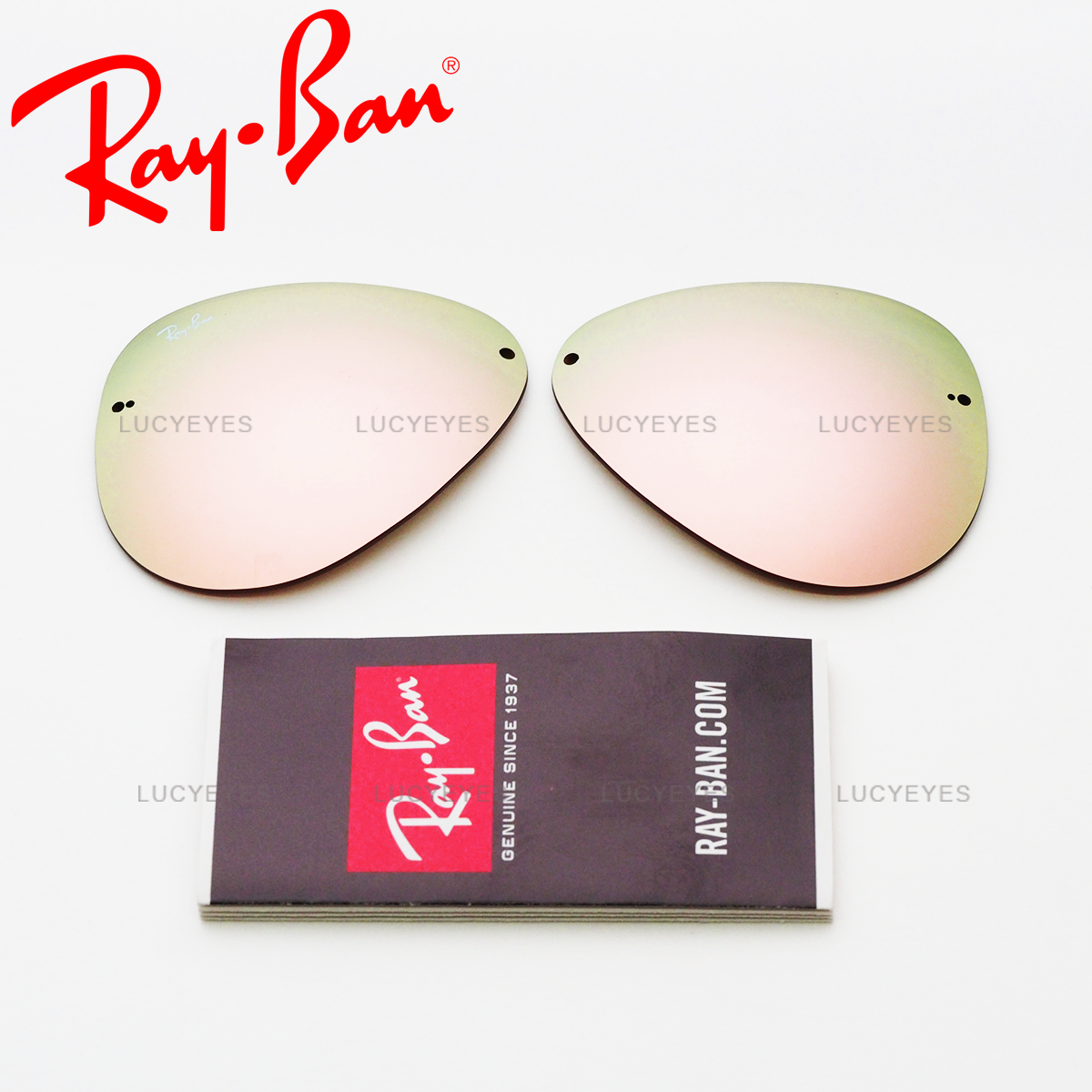เลนส์ RAYBAN แท้ 100% RB3449 001/2Y เลนส์สีปรอททอง-ชมพู
