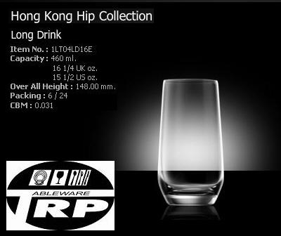 แก้วลองดิ้ง,แก้วกลมทรงสูง,แก้วทรงกลมยาว,แก้วน้ำ,Long Drink,รุ่น1LT04LD16E,Hongkong Hip,Lucaris,ความจุ16 1/4oz(460ml),แพ็ค6/24ใบ,กล่อง,Glassware,Thai,Trp.Tablewarethai